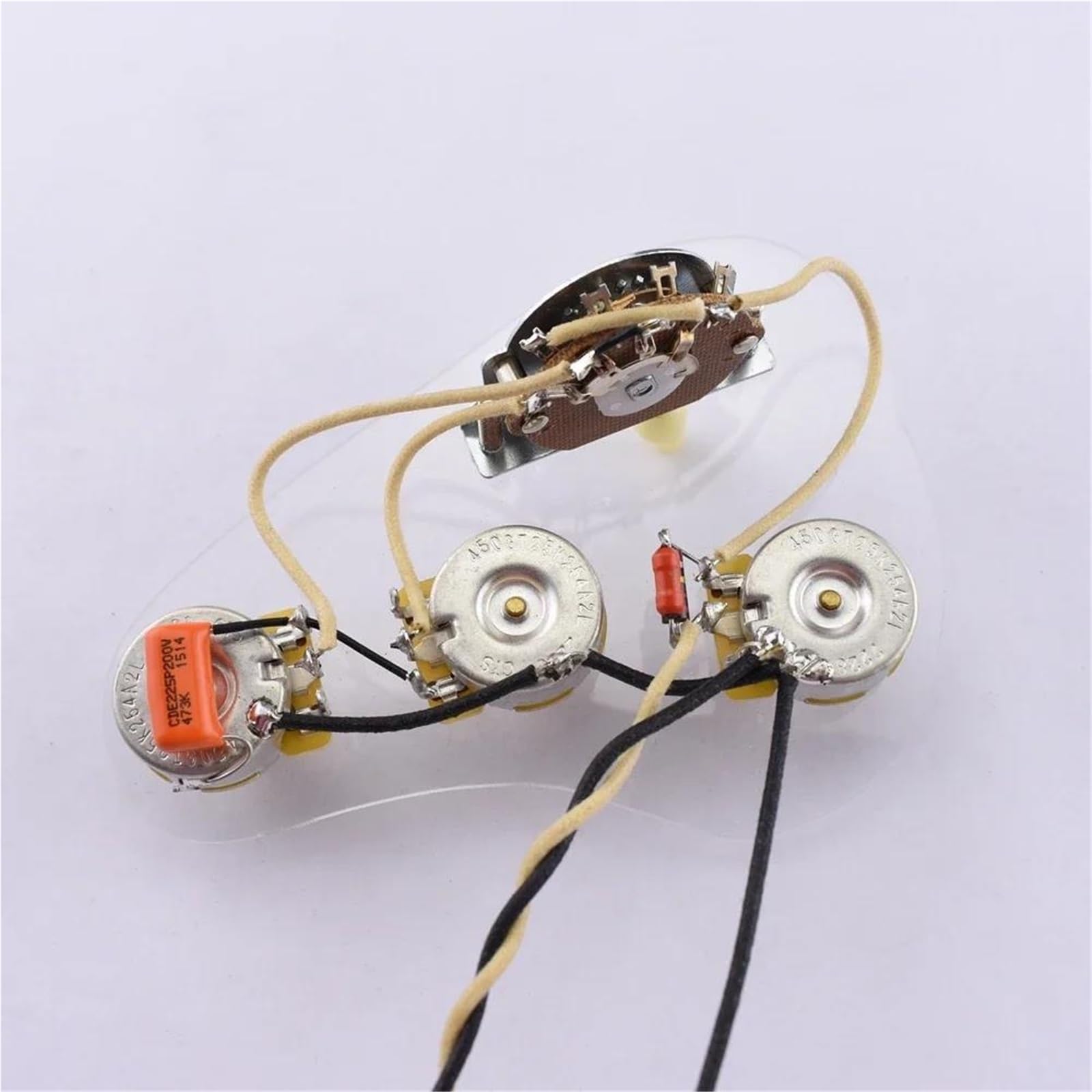 Kit Arnés Precableado Arnés precableado 1 juego de 3 potenciómetros CTS de latón de 250 K interruptor de cinco posiciones para guitarra eléctrica