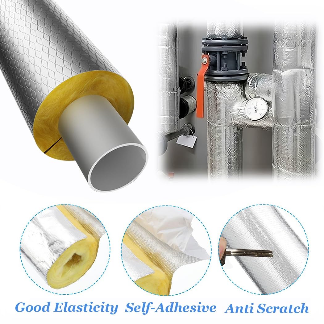 (Spessore 30mm/50mm) Guaina Isolante in Lana di Vetro Ignifugo - Isolante/Antigelo/Ignifugo/Impermeabile - Tubo Isolante Termico Camino, Coperture per Tubi Industriali(108mmX30mm)