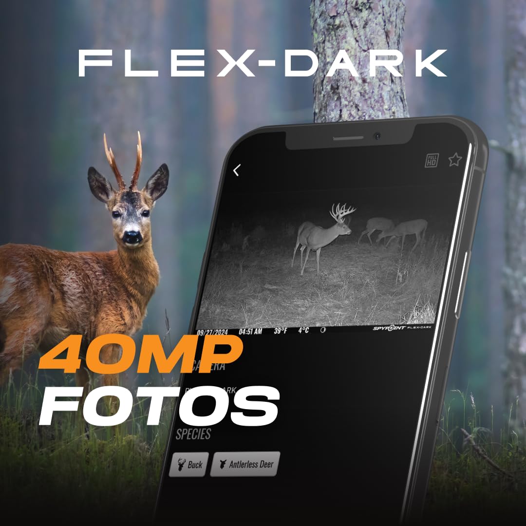 Spypoint Flex-Dark Twin Pack Mobilfunk-Wildkamera, 40MP, 1080p Video, Nachtsicht, 30m Reichweite