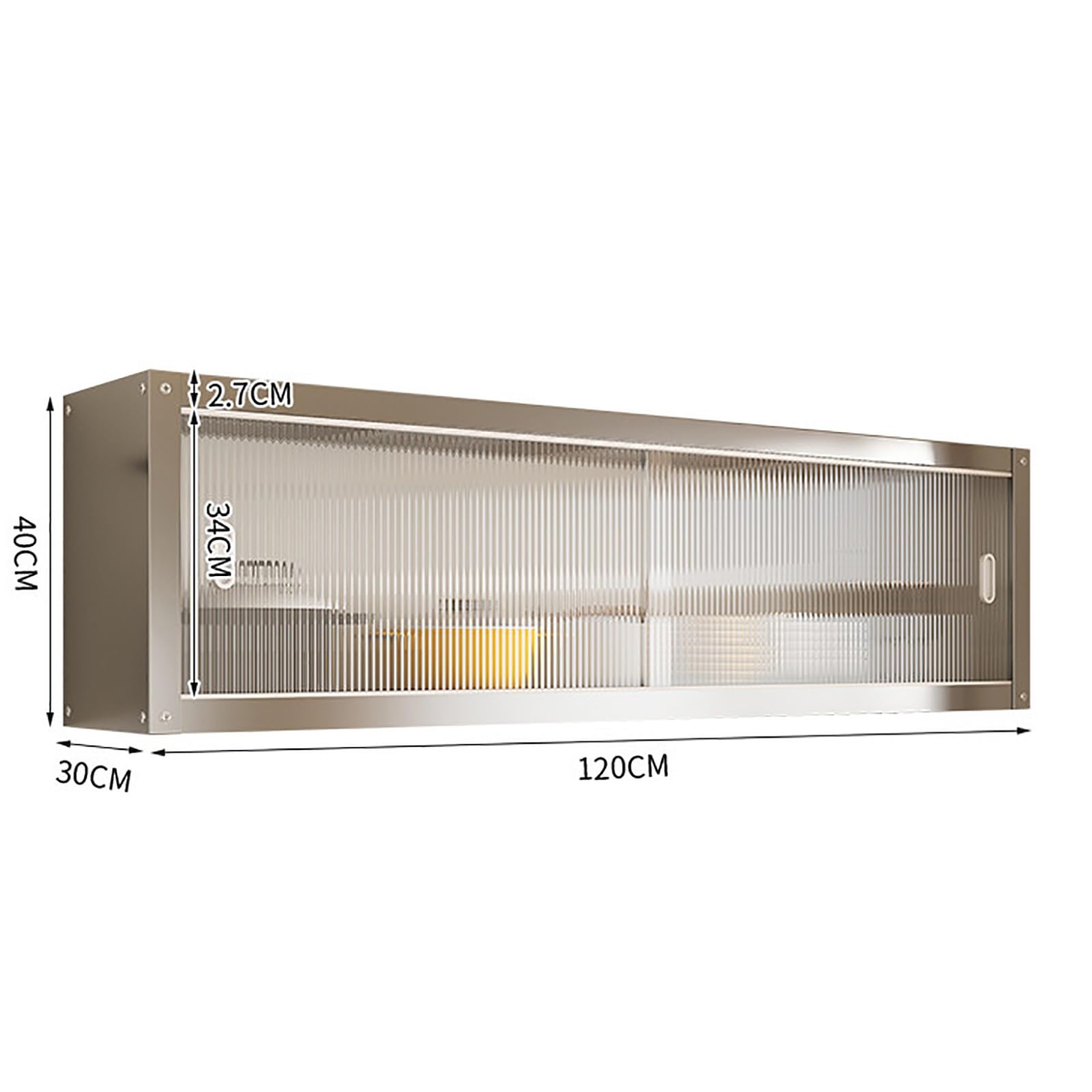 Armario Cocina con Puertas correderas, Vitrina Pared Montaje en Pared fácil instalación, Armario despensa de Acero Inoxidable, fácil Limpieza para Cocina, baño, Dormitorio(120 x 30 x 40cm)