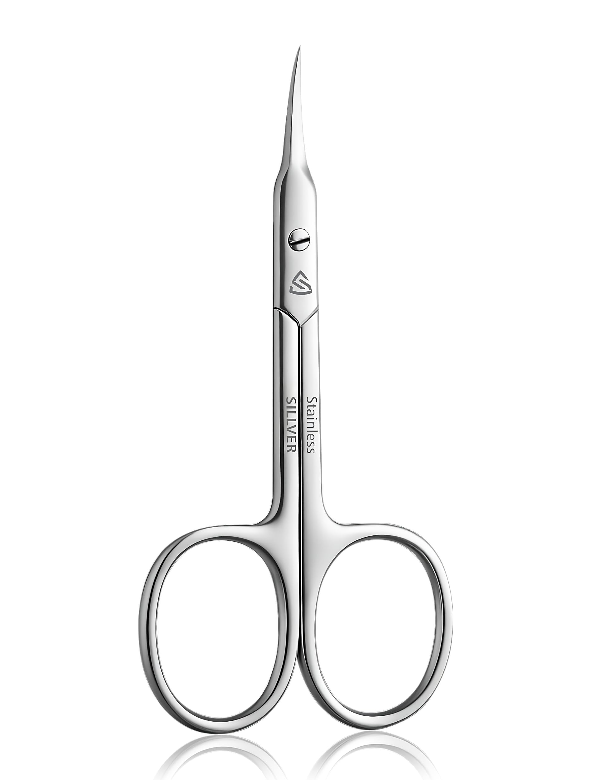 SILLVER Cuticle Scissors Curved Blade - Extra Fine Pointed Tip Professional Manicure Grooming Scissors for Cuticles Beard Nose