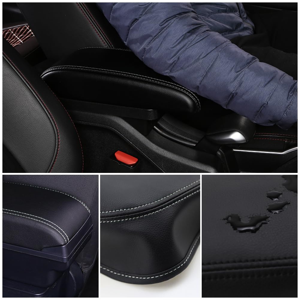 Autozubehor Armlehne für Golf 6 Armlehnen Scirocco Sagitar VW Golf 6 Golf 5 Mk6 MK5 Jetta 5 Armlehnen Zweilagige Armlehne Armauflage Leder mit weißen Linien