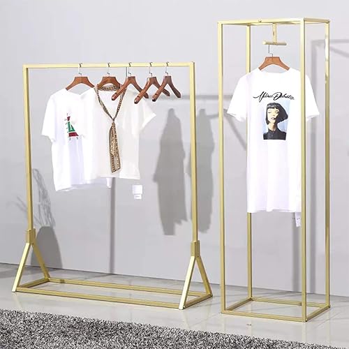 Miniatura 5 de Perchero moderno y simple de metal resistente con ruedas, estante de ropa para exhibición al por menor, colgadores de pie con una sola barra,