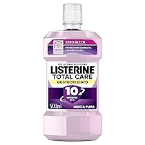 LISTERINE Total Care, Collutorio 0% alcol al gusto di Menta Pura, Collutorio al Fluoro con 10 benefici in 1 per una protezione completa e denti più forti, per un’igiene orale completa, 500 ml