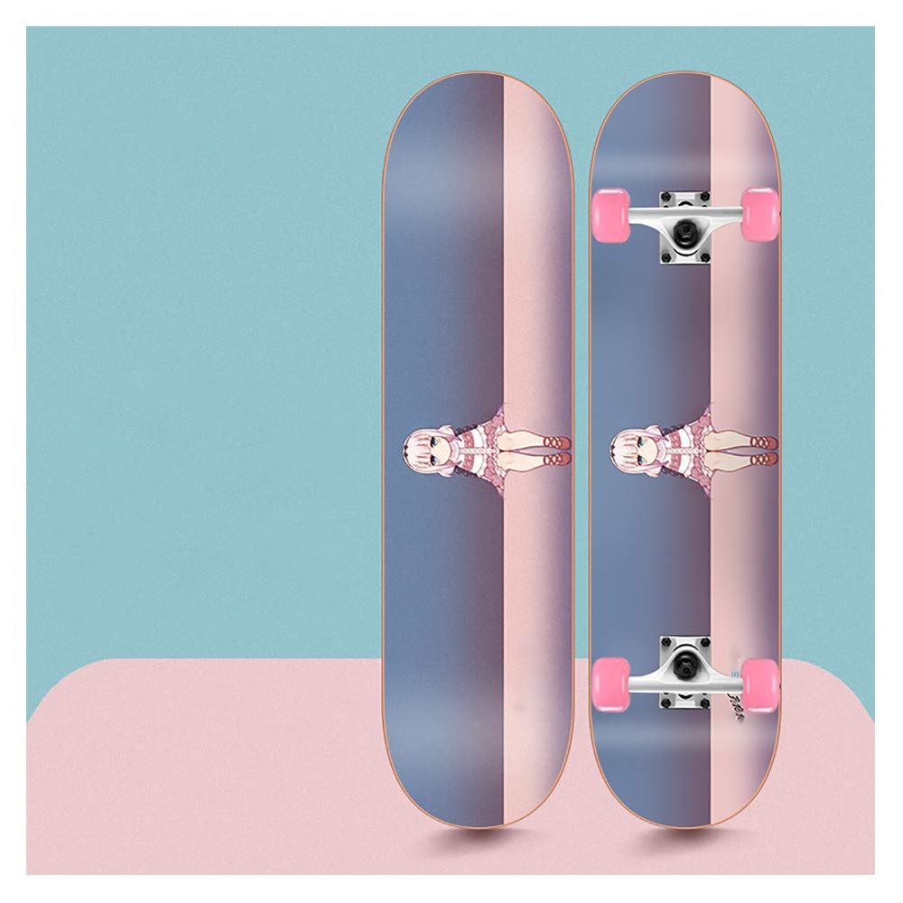 Skateboard Completo, 30 * 8in 7 Strati Legno d'Acero Carico 220 lb, PU Resistente Usura Ruota+Muto Alta velocità ABEC-7Cuscinetti,per Adulti e Bambini Tavola per Skateboard