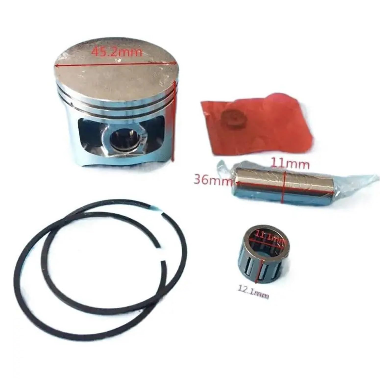 Kit de arandela de anillo de retención y pasador de pistón for cilindro de motosierra china de 45,2 mm y 58 cc, compatible con modelos 5800 y 58 cc.