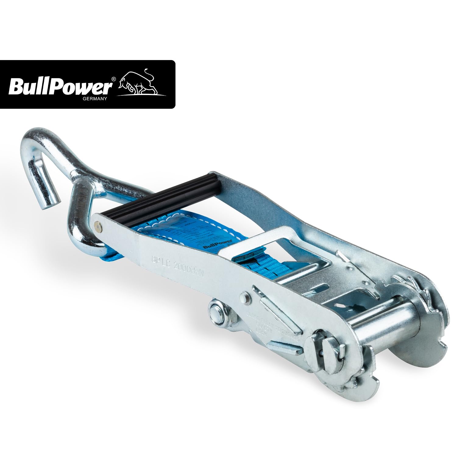 4X BullPower Spanngurte AZG251 - Autotransport PKW Zurrgurte Reifengurte Transportsicherungen 50mm - LC 4000 kg/daN mit Trapezband, Ratsche und Haken