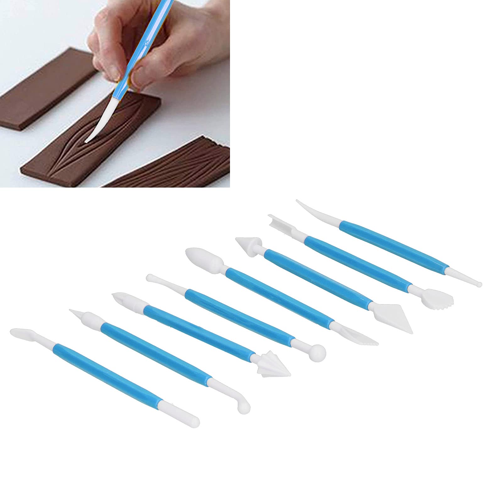 Fondant Tool,8Pcs DIY Fondant Tool Cake Pastry Carving Cutter Chocolate Decorating Mold Set(blue)