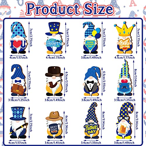 Tatuo 36 Pcs Father's Day Decorations Wood Hanging Ornaments Gnome Elf Heart Best Dad Ever Wooden Tree Decorations Father's Day Embellishment Pendant Slices For Dad Birthday Party Home Anniversary #TOP1