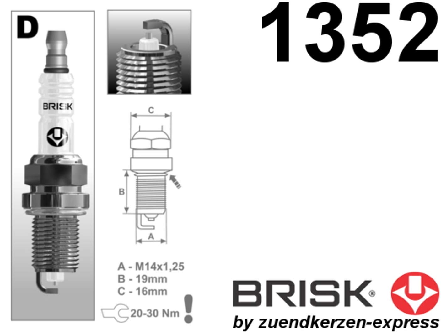 BRISK Silver DR14YS 1352 Candele d'accensione Benzina GPL Metano, set di 5