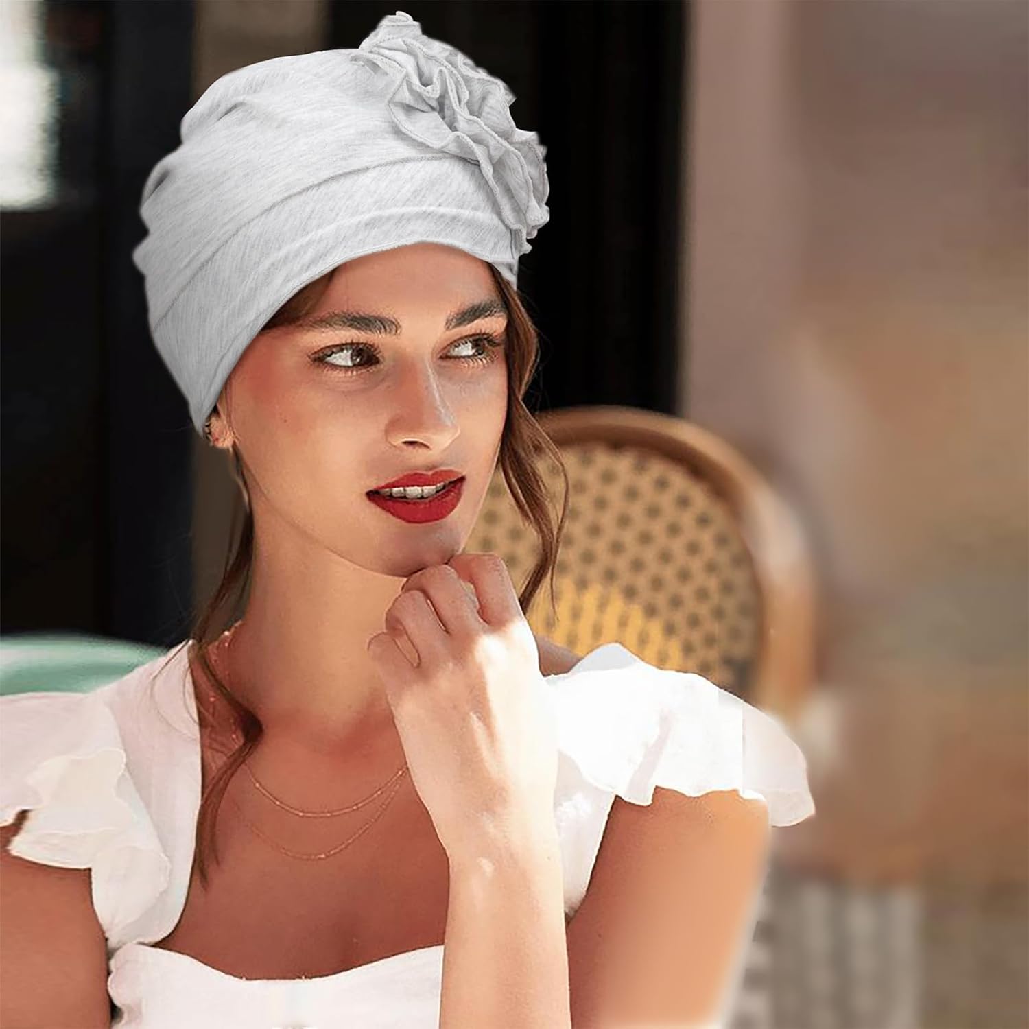 DRESHOW 4 Pcs Cotton Beanie Turban Headwear for Women Elastic Chemo Hats Soft Cancer Headwear Covers Wraps for Women's Hair - Image 2