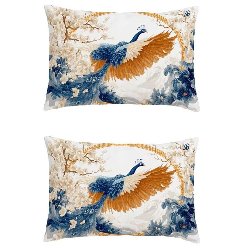 Housse de coussin 50x70cm rectangulaire lin imperméable orange marine