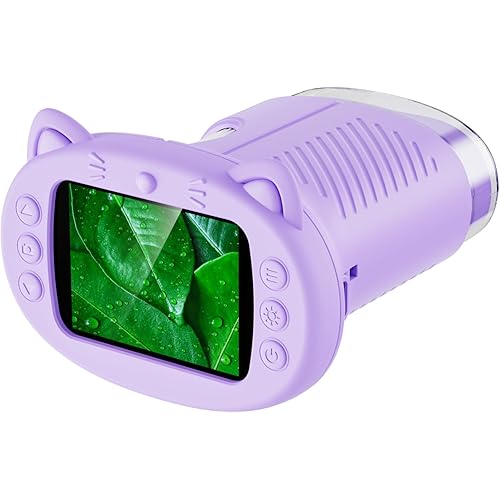 1000X Handheld Microscope for Kids, 4K 2.4" Screen Digital Kids Microscopes with 12 Slides, Portable Edu Toys Gifts for Age 3 4 5 6 7 8 9 10 11 12 Year Old Boys Girls Children Students(Purple)