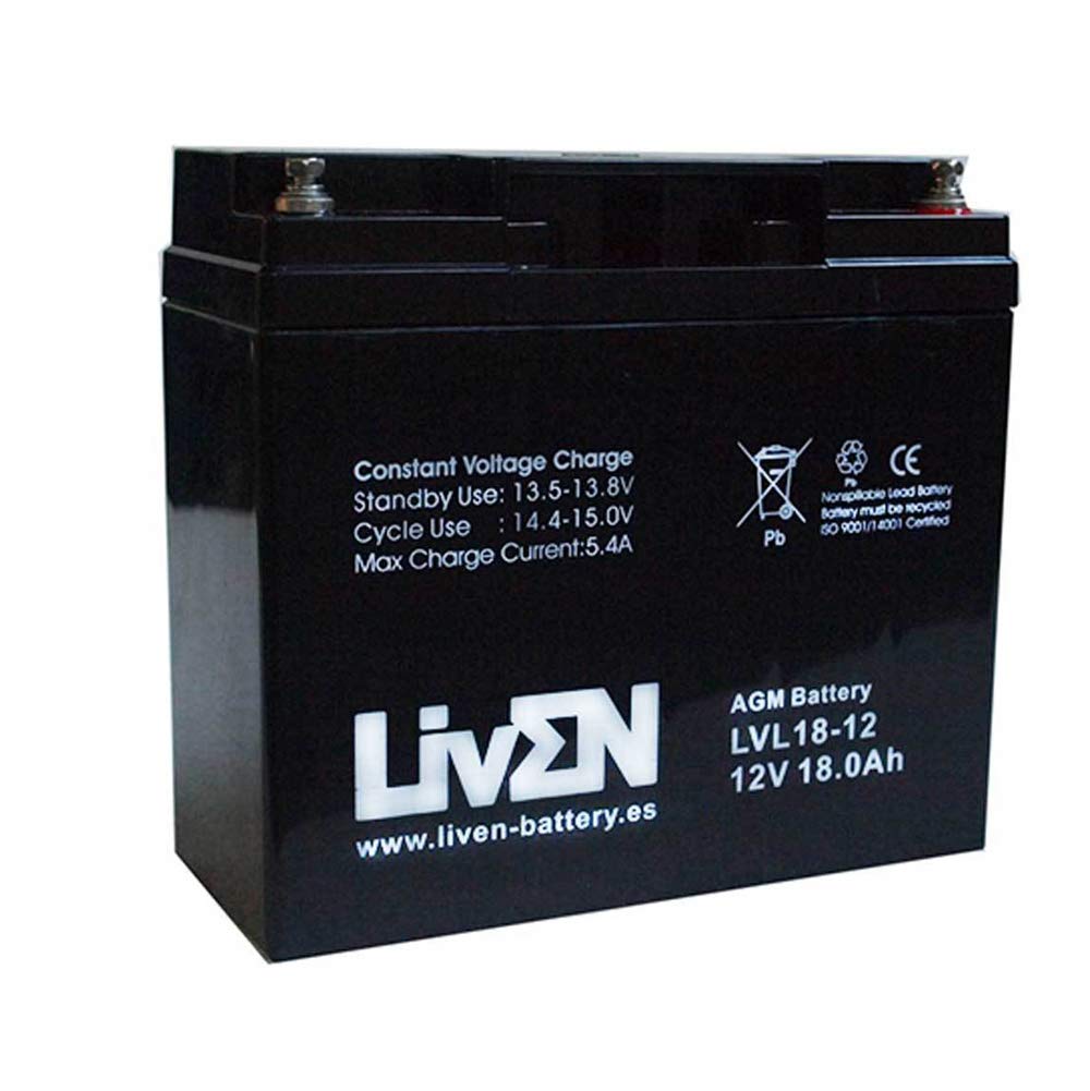 Batería AGM 12V 18Ah C-20 Sin Mantenimiento - Equipos Seguridad/Médicos/SAI/Comunicación/Emergencia | LIVEN LV18-12