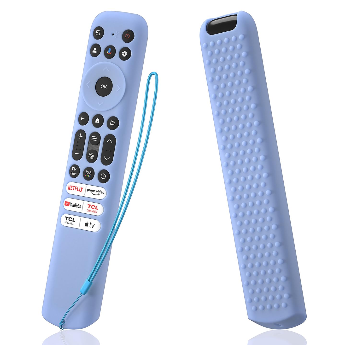 AKSHFETH Silicone Remote Cover for TCL RC813/FMB1, RC923/FMB3 Smart TV Remote Case with Lanyard (Glow Blue)