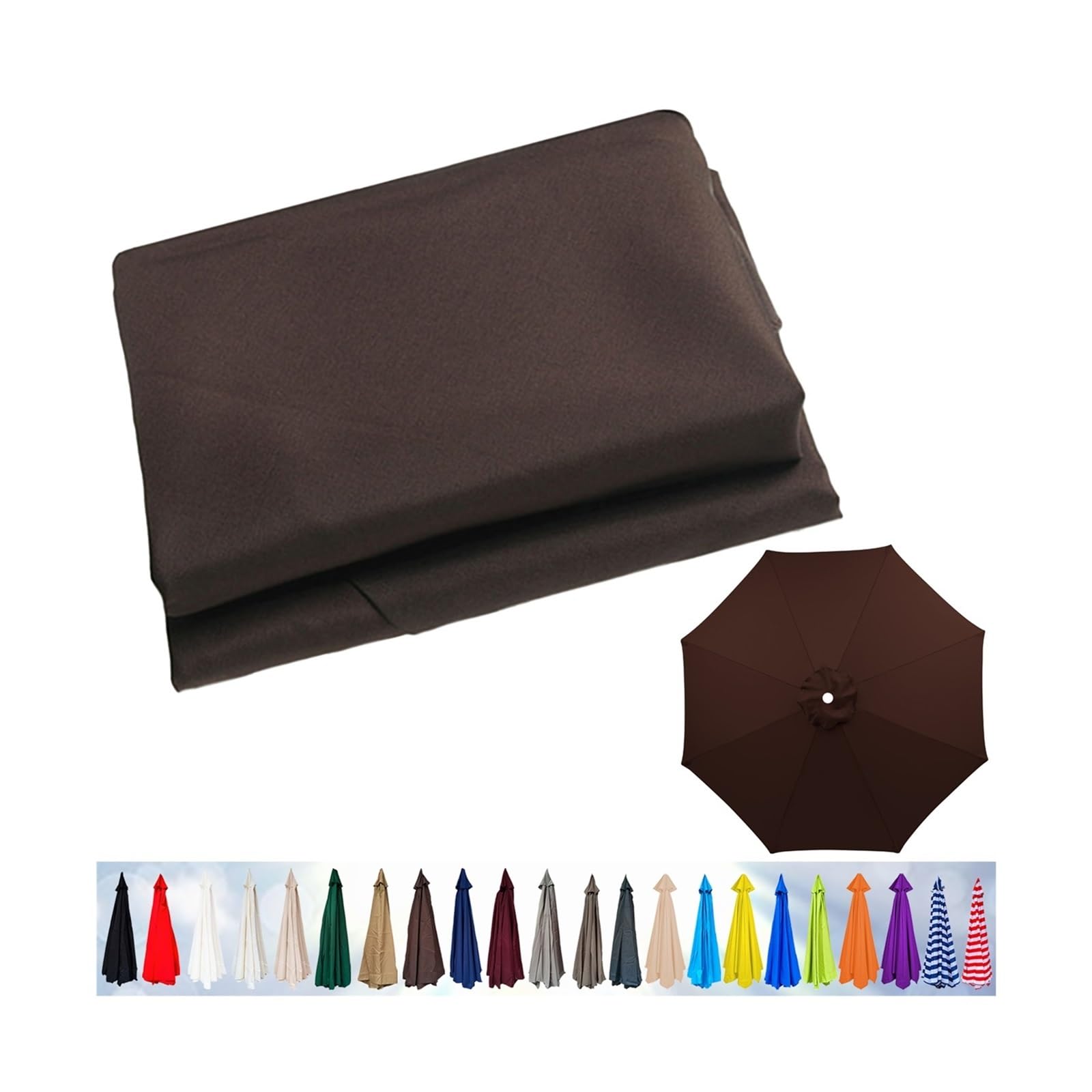 Replacement Parasol Canopy, Garden Umbrella Cover 6/8 Arms, Patio Replacement Cover for 2m/2.3m/2.5m/2.7m/2.8m/3m/3.5m(Coffee Color,6ribs:270cm) — image 1