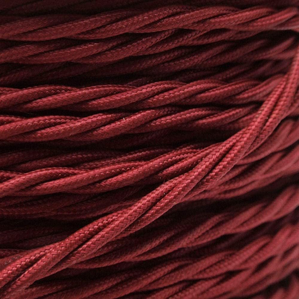 2 Meters Burgundy Cord Vintage Cable 2 Core Electrical Cable Braided Light Cable Electrical Cord 0.75mm 2-Core Flex Fabric Lamp Wire for Pendant Decorative Lighting Appliances