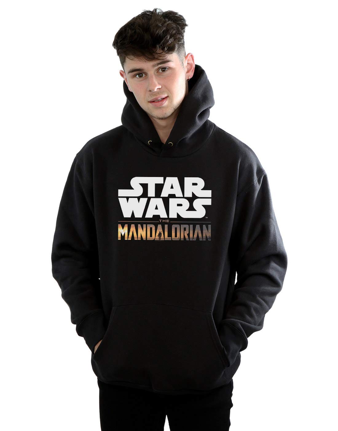 Absolute Cult Men's Black Star Wars The Mandalorian Logo Hoodie XXXXX-Large