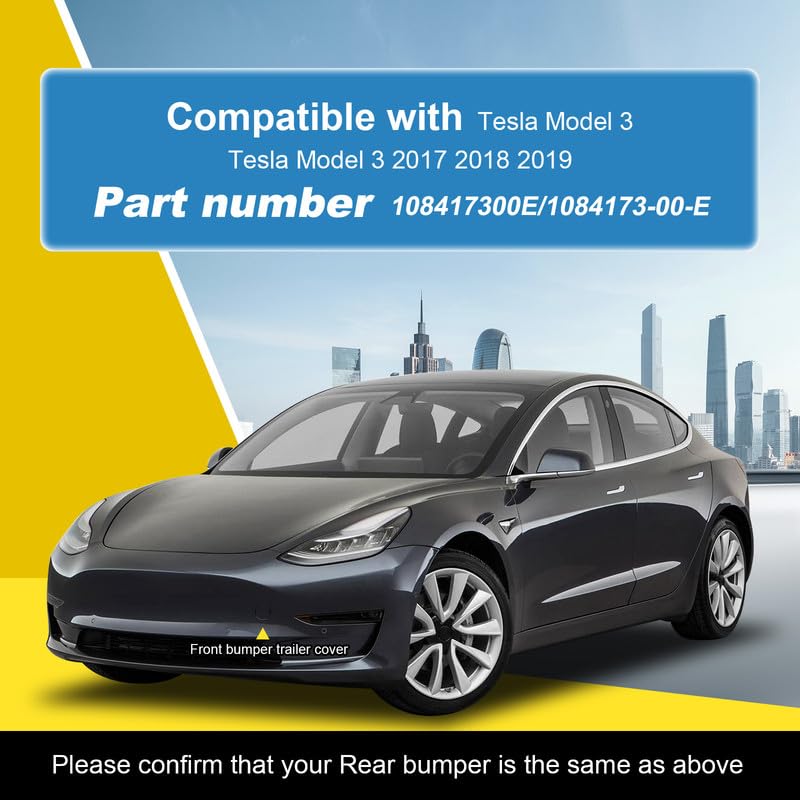 Car Front Bumper Tow Hook Cover Compatible with Tesla Model 3 2017 2018 2019 Trailer Cover Cap 108417300E 1084173-00-E Small Lid Towing Eye Cap Pearl White Left Driver Side