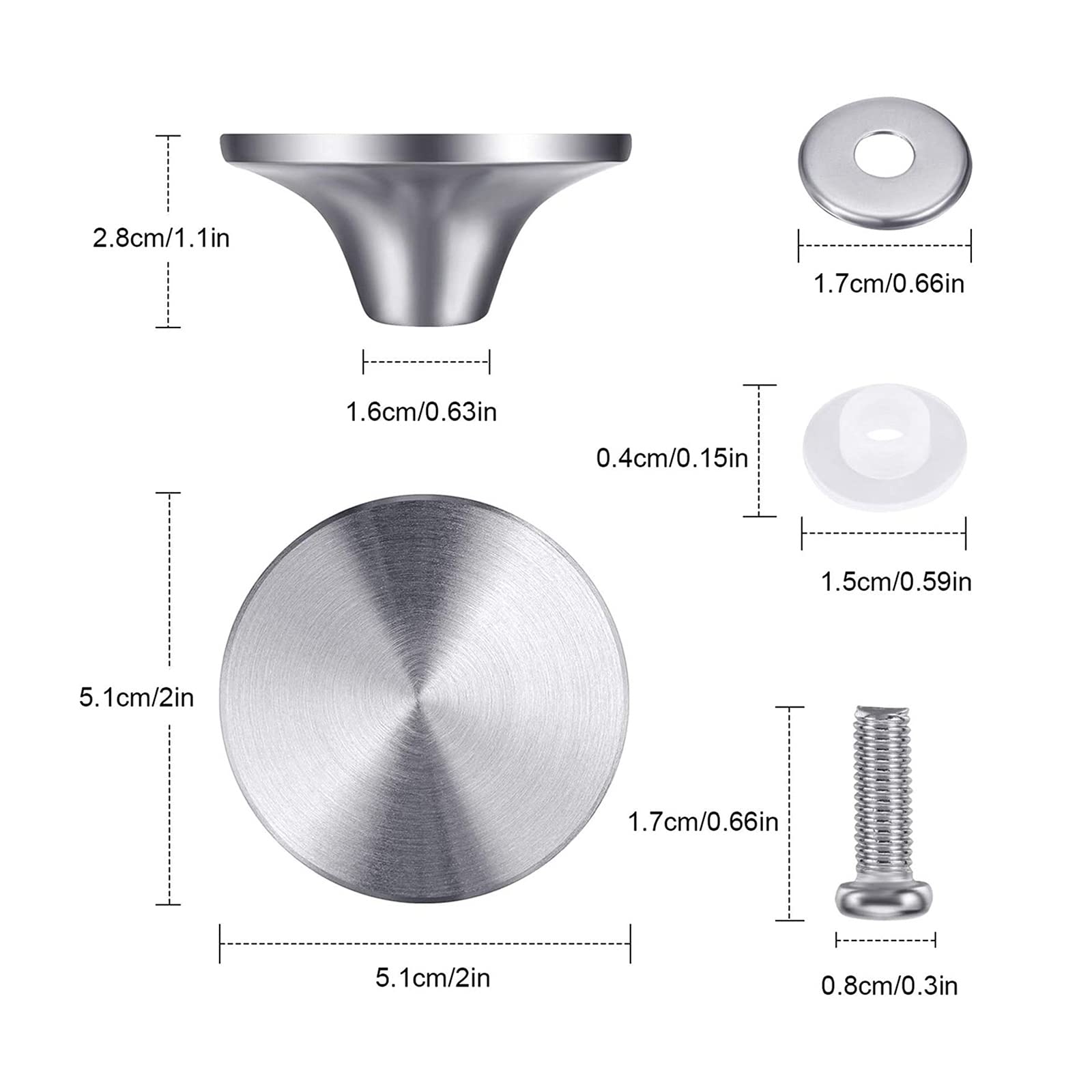 Qiozlen Dutch Oven Knob,4pcs, Stainless Steel Pot Lid Replacement Knob for Le Creuset,Aldi,Lodge and Other Enameled Cast-Iron Dutch Oven-Silver