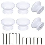 Styquenzer 6 Pcs White Cabinet Knobs Drawer Knobs Modern Round Wooden Drawer Knob Closet Knob for Bifold Doors for Furniture Cupboard Dresser