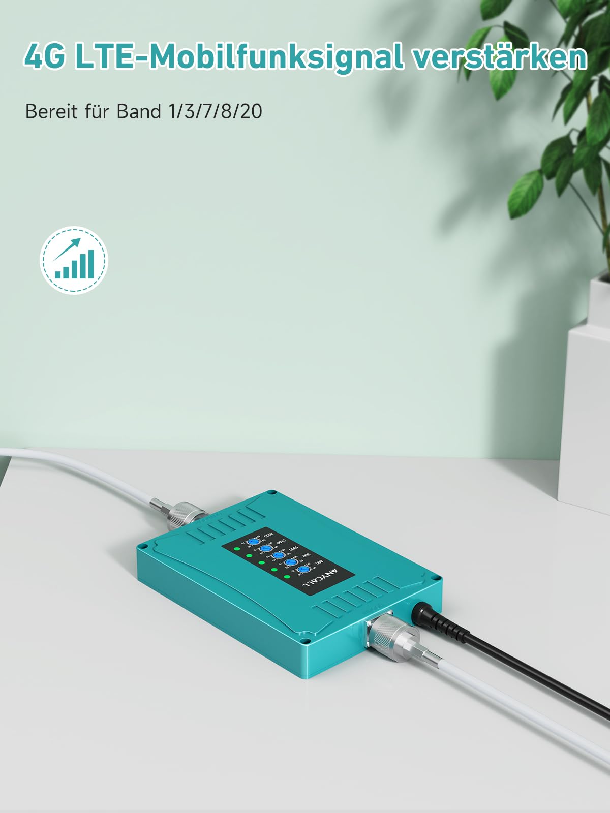 Mobilfunk Verstärker für Band 1/3/7/8/20, Handy Signalverstärker für Haus und Büro, 5G 4G LTE 3G GSM Repeater für Alle Europäischen Netzbetreiber O2 E-Plus T-Mobile Vodafone, MGC&AGC