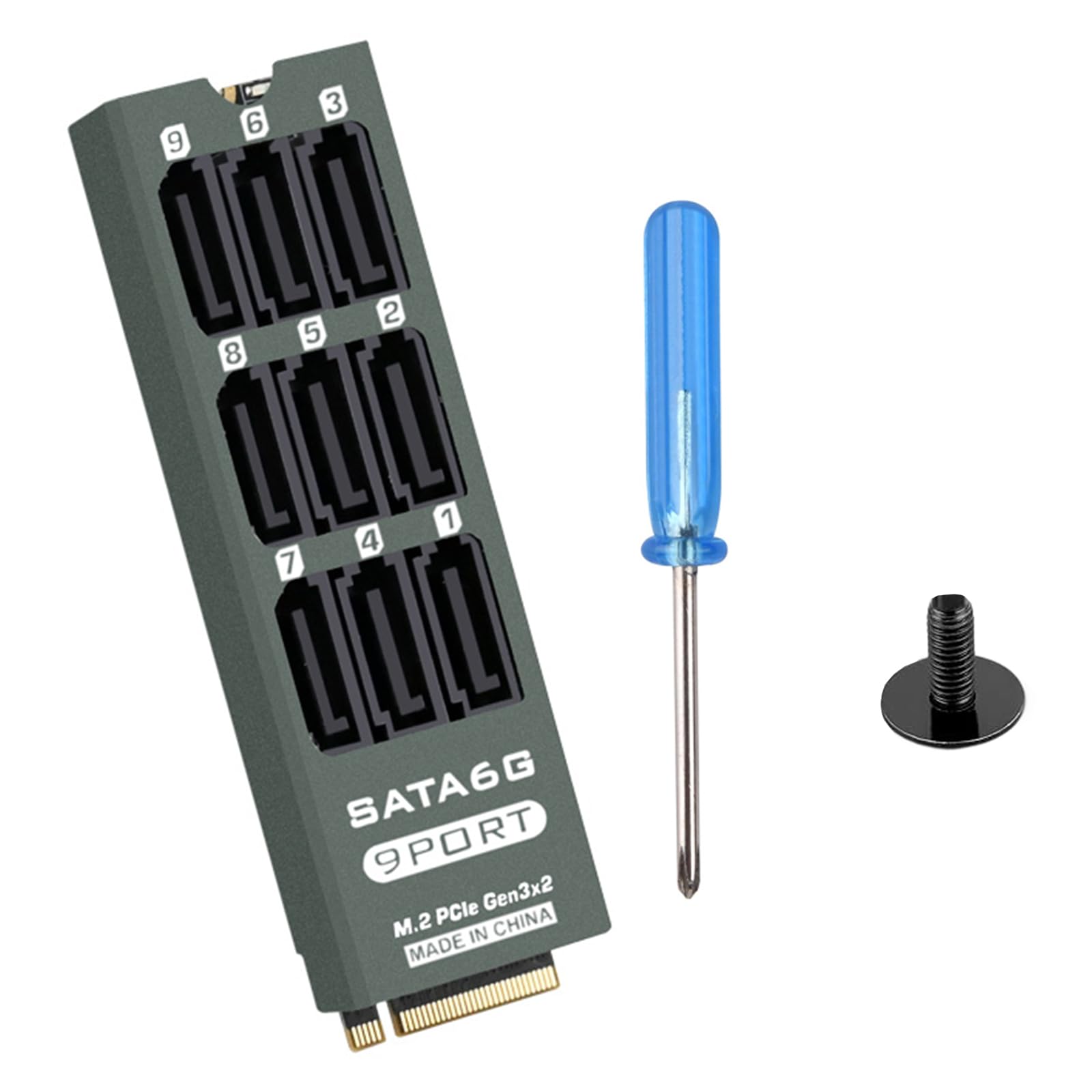 Scheda di espansione SATA3.0 a 9 porte in metallo con chipset ASM1166 per slot PCIe in data center e workstation Scheda adattatore Pcie