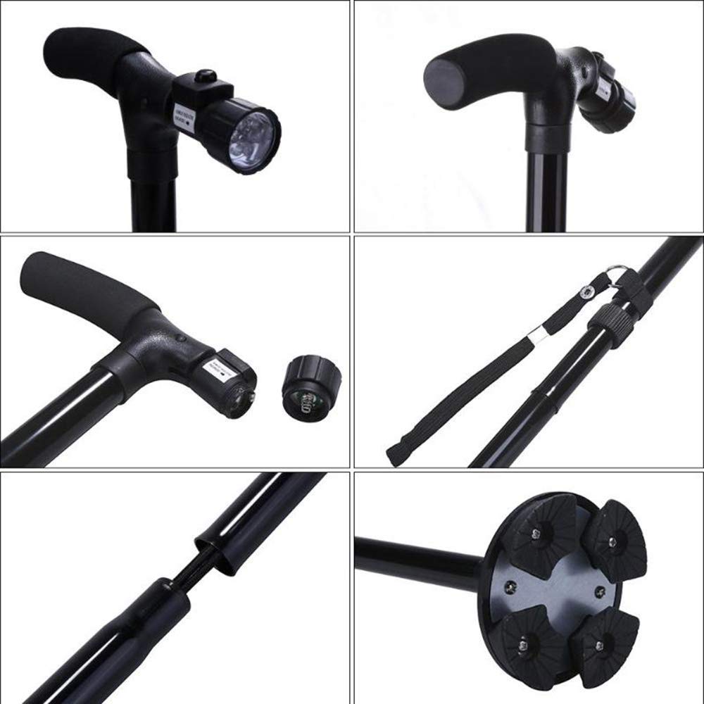 GSP Bastone da Passeggio in Alluminio a Luce LED per Manico a T più Antico Bastoncini da Trekking telescopici Pieghevoli Escursionismo Outdoor Bastoncini da Passeggio