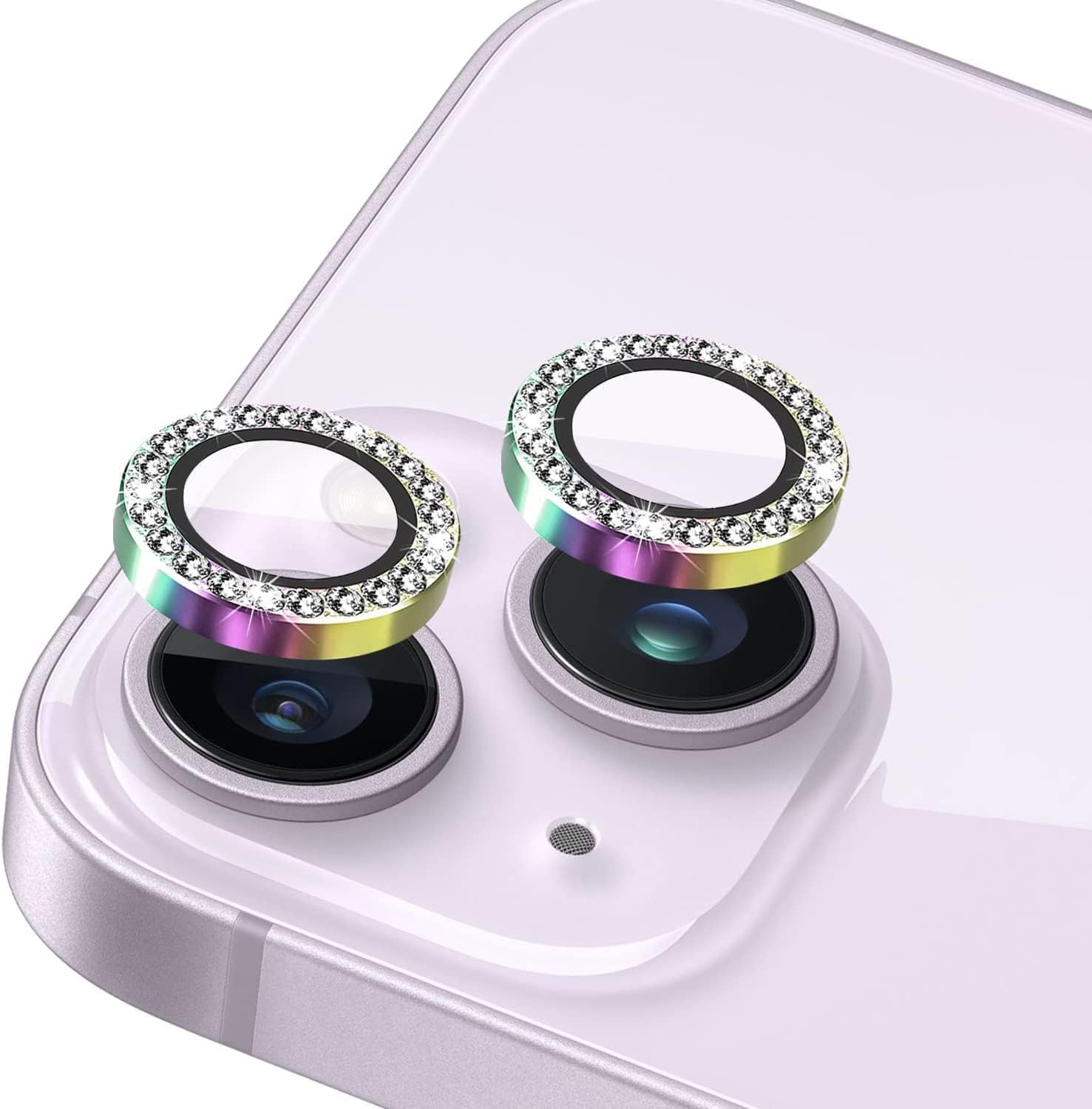 MAYBAL® Diamond Camera Lens Protector Compatible for iPhone 14 / iPhone 14 Plus, [ Anti-Scratch ] Premium 9H Tempered Glass Film Aluminum Alloy Lens Ring Cover- Rainbow (B0CR1KQBKG) Amazon Price History, Amazon Price Tracker