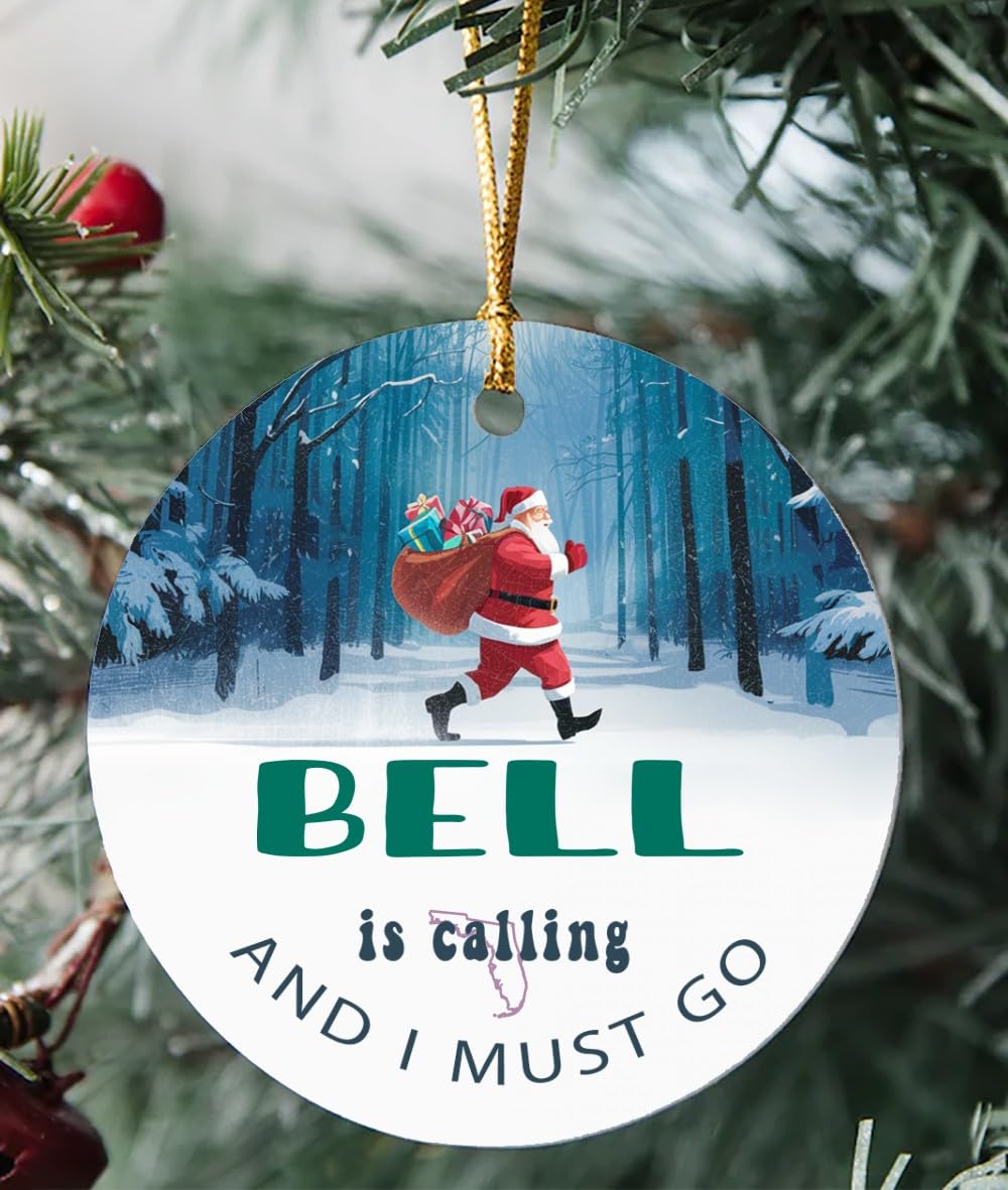 Bell Ornament Gift Bell FL is Calling and I Must Go Funny Santa Claus Christmas Ornaments Tree 2024 MDF 3''