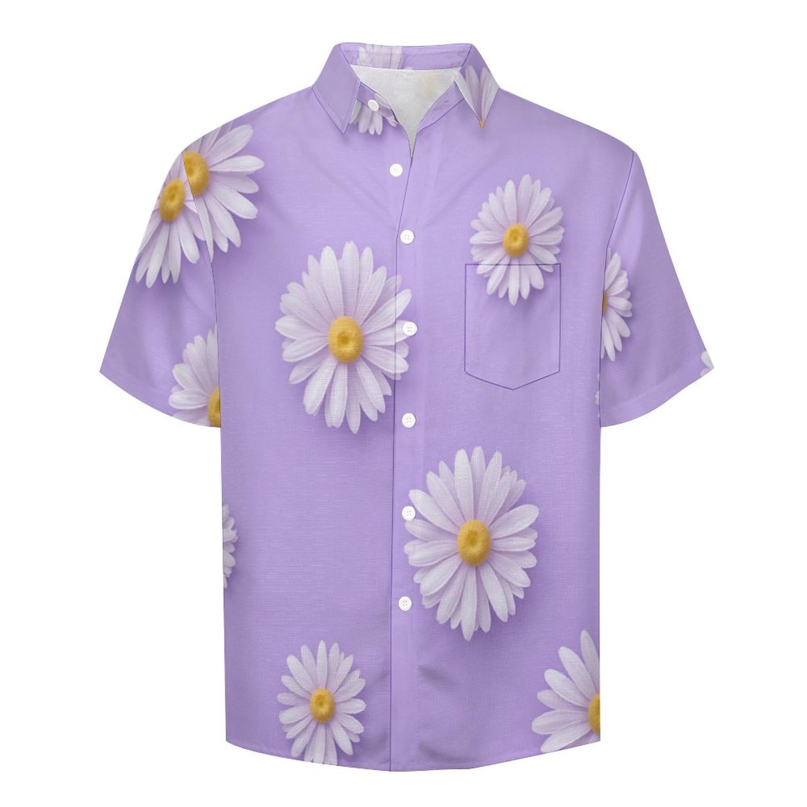 Camicie a Maniche Corte da Uomo - Camicie da Spiaggia con Stampa Margherita Graziosa Motivo Floreale Moderno, Funky Estiva Cool Camicia Hawaiana Monopetto Camicia S-5XL