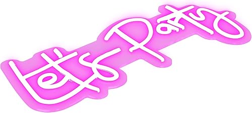 Miniatura 3 de VEVOR Letrero de neón de Let's Party, letrero de neón de 23 x 10 pulgadas para decoración de pared, letrero de luz de neón rosa de brillo ajustable
