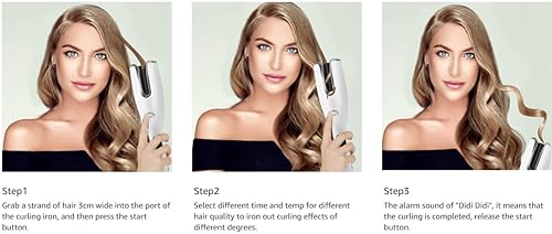 Miniatura 4 de AIKO PRO LCD automático de cerámica con rotación de aire portátil rizador de pelo antiescaldaduras con pantalla LED temperatura ajustable y doble