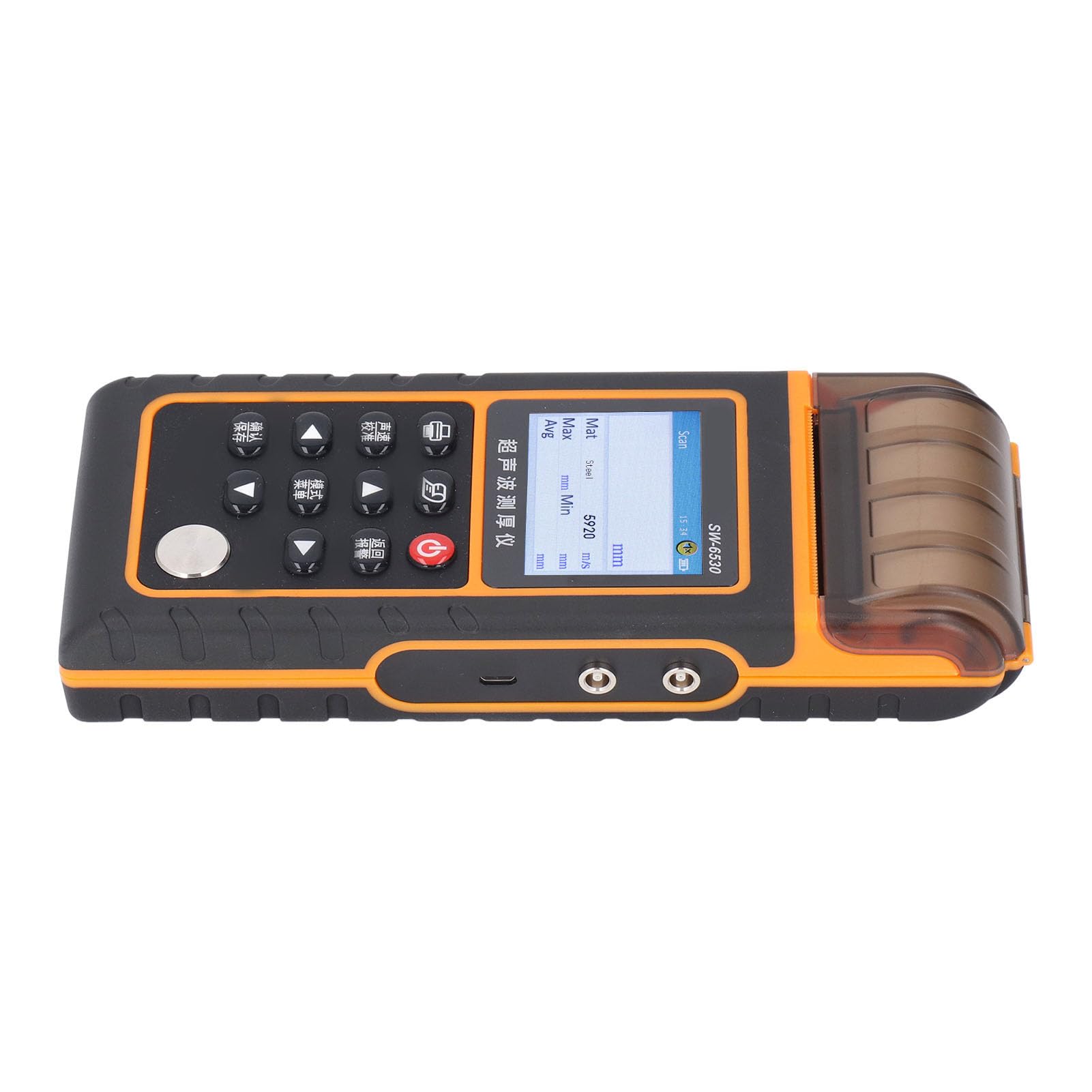 Hyuduo Medidor de Espesor Ultrasónico Medidor Portátil con Función de Impresión para Vidrio Plástico Metálico, Material ABS, Medición Precisa de 0,04 a 11,81 Pulgadas, Calibración para Inspección de