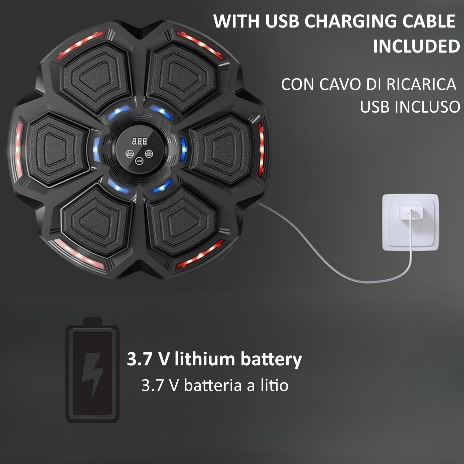 FFitness Music Boxing Machine 9 velocità di Allenamento con Bluetooth Attrezzatura Boxe Bersaglio da Parete con Display Contatore Tirapugni Elettronico da Muro