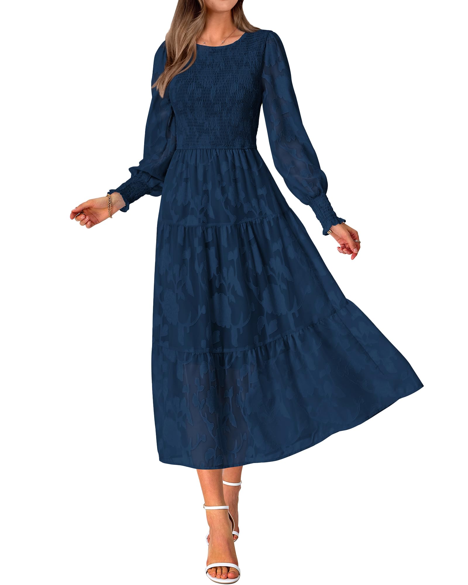 BTFBM Wedding Guest Dresses for Women Spring Fashion 2026 Casual Long Sleeve Floral Maxi Boho Homecoming Dress