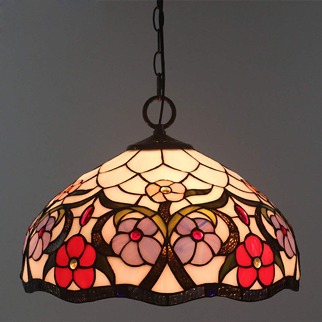 HJRegaFimu Pendant Light Vstained Glass Chandelier Restaurant Bedroom Aisle Corridor Bathroom Ceiling Lamp Round Decoration Lighting E27 40cm Comfortable Anniversary