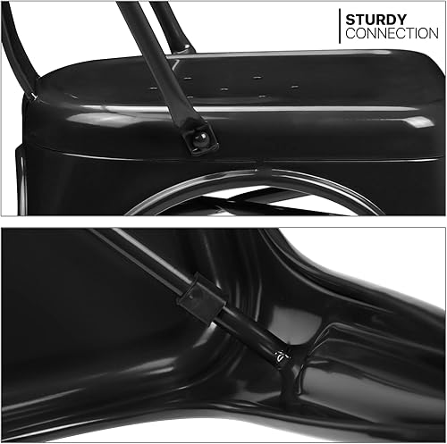 Miniatura 5 de MoNiBloom Sillas de comedor apilables de metal, juego de 4 sillas auxiliares vintage de 18 pulgadas para patio, bistró, cafetería, con respaldo para