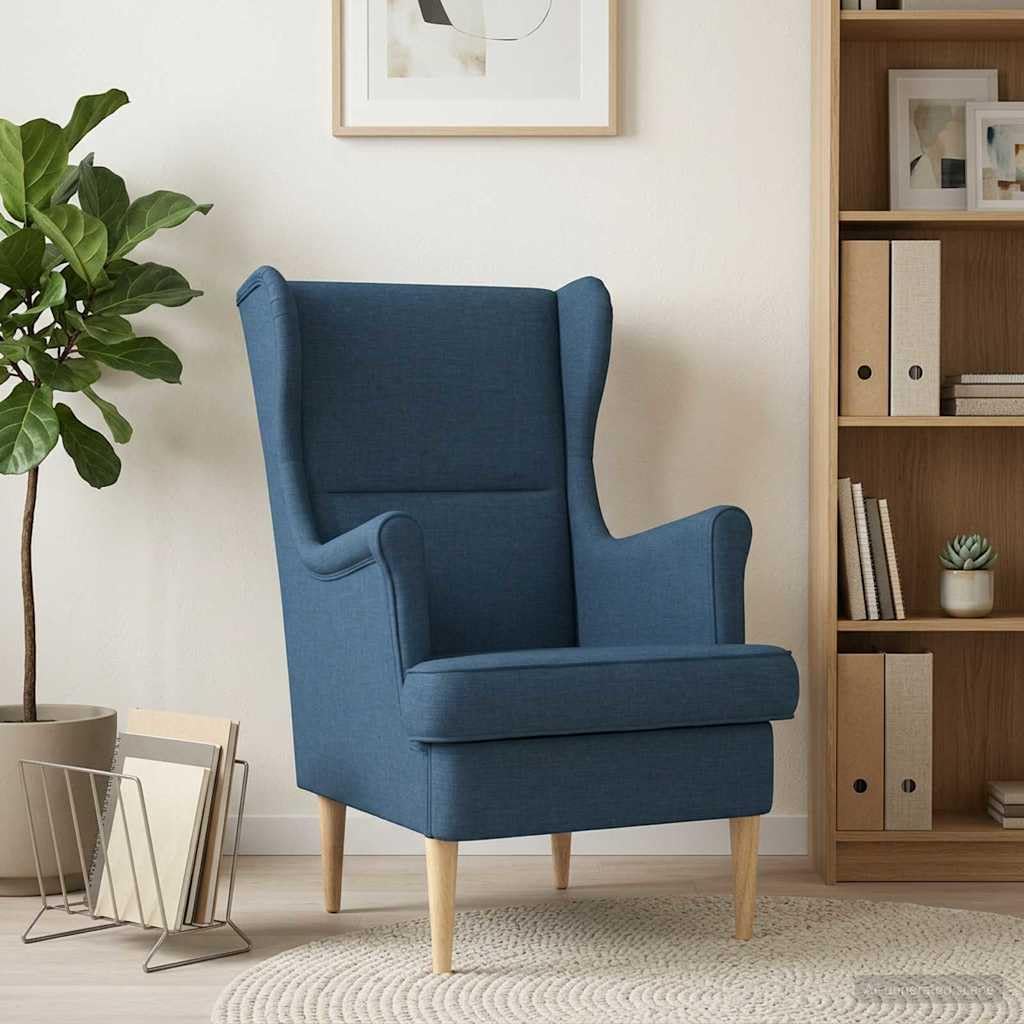 Comoda poltrona in tessuto blu con schienale alto, girevole, regolabile, ergonomica, durevole, ideale per soggiorno, camera da letto, salone, con braccioli, cuscino rimovibile