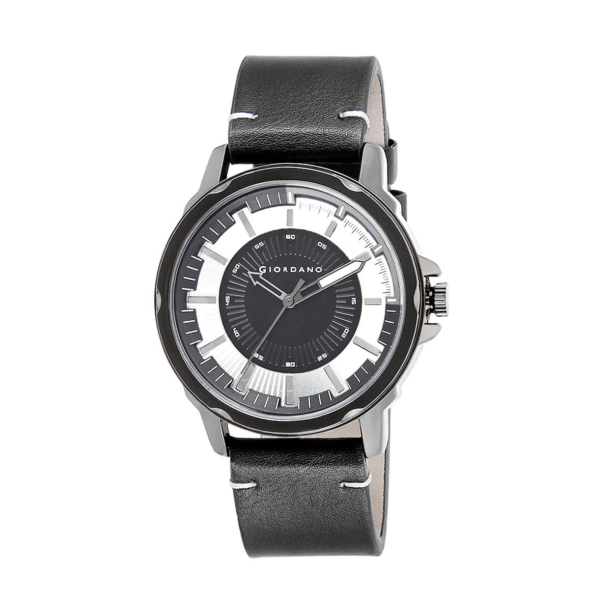 Giordano Analogue Casual Wrist Watch for Men Leather Strap Round Dial| 3 Hand Mechanism Analog Watch - C1154 (B07MGVG5L2) Amazon Price History, Amazon Price Tracker