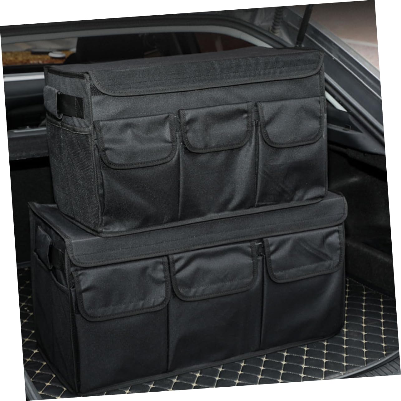 Zerodeko Organizer Box per Bagagliaio Auto, Scatola Organizer Oxford Nero, Grande Capacità, Pieghevole e Pratica per Riordino Rapido in Auto e Casa
