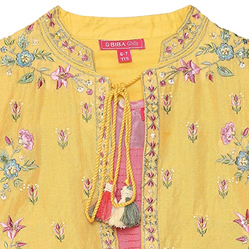 Image of BIBA Girl Cotton Anarkali Solid Suit Set