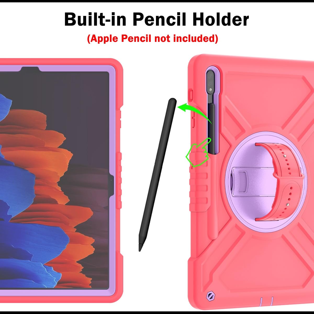 Custodia protettiva per tablet PC compatibile con Samsung Galaxy Tab S8 Plus da 12,4 pollici SM-X800 SM-X806 12,4 pollici custodia antiurto a tre strati per tablet, custodia protettiva in PC+silicone,