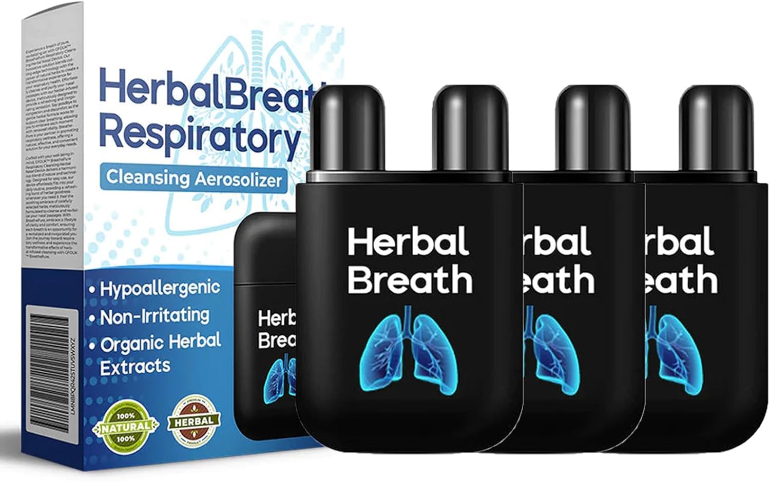 BYFANHAOHerbalBreathe Respiratory Cleansing Aerosolizer,Respiratory Cleansing Herbal Nasal Aerosolizer,Powerful Lung Support, Cleanse & Breathe (3PCS)