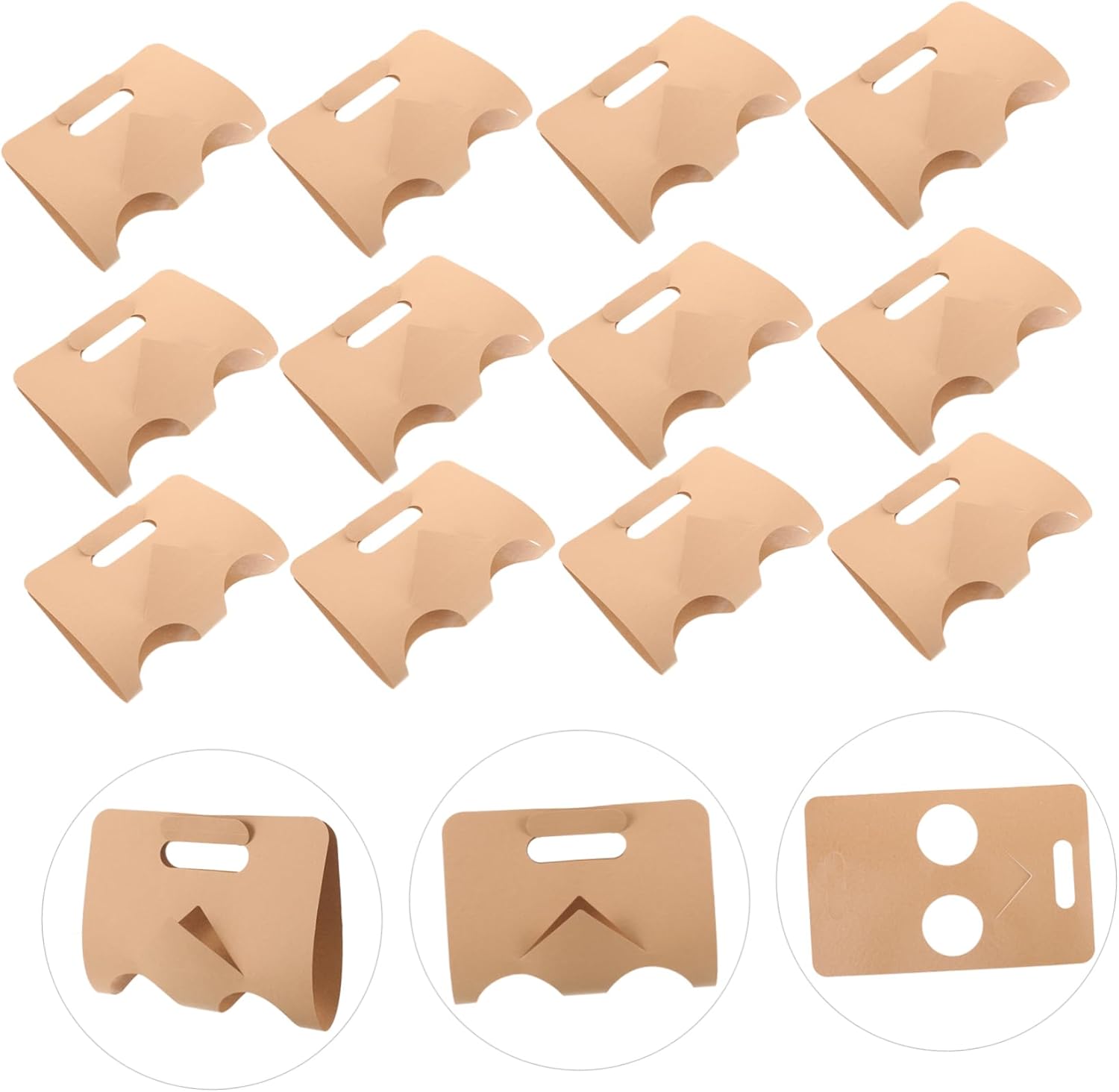 50Pcs Takeout Cup Holder Carrier with Handle Paper Beverage Cup Tote for Drinks Convenient Drink Transport for Office School Picnics and Events