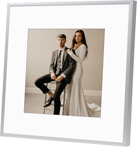 Miniatura 8 de Golden State Art, Marco de aluminio de 12 x 12 pulgadas para exhibición de fotos de 8 x 8 pulgadas, colección de marcos de fotos cuadrados de