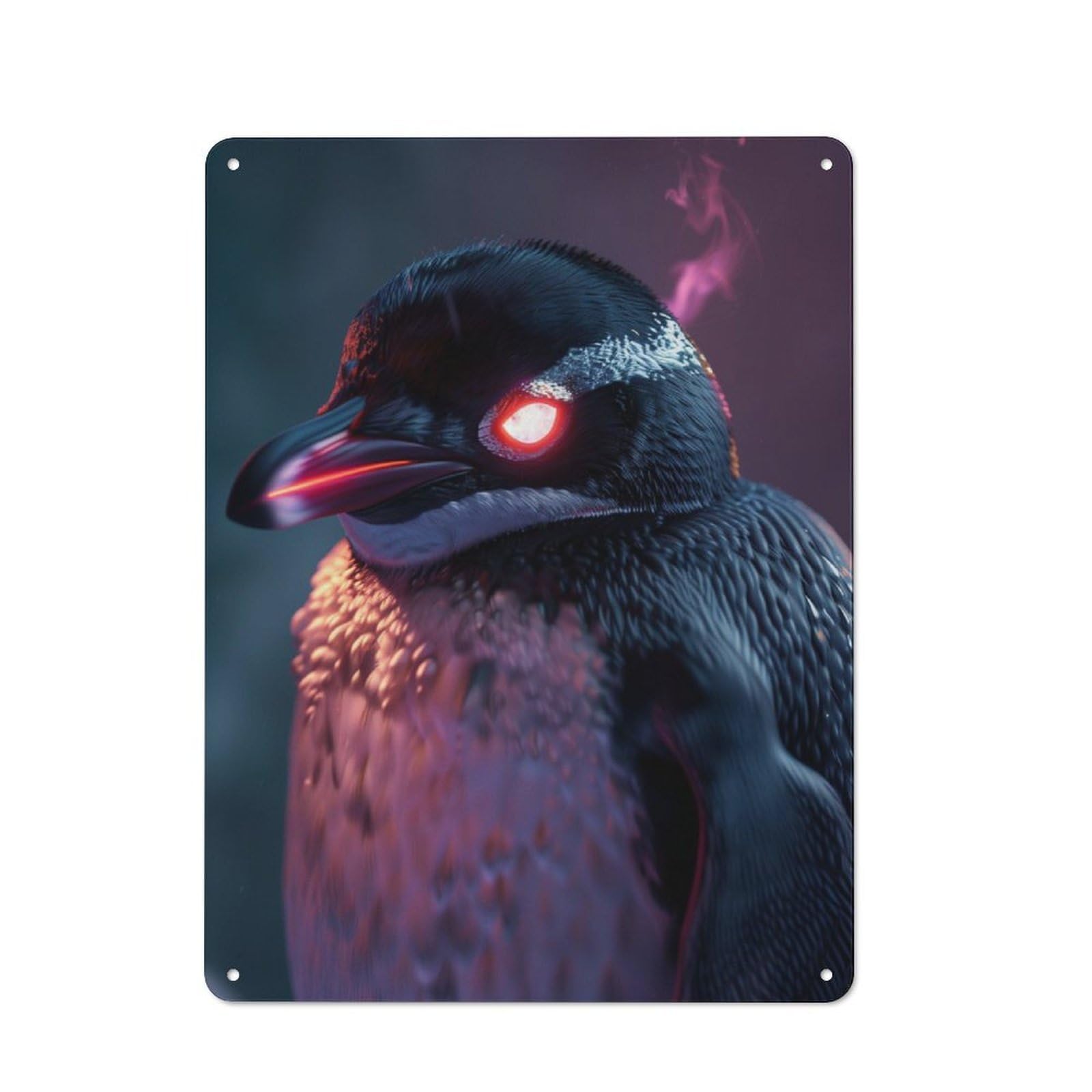 Junmoney Surreal Penguin Glowing Rustic Metal Sign With Design 40X30cm, Farmhouse Farmhouse Wall Decor For Dining Room, Cafe, Entryway Or Family Room