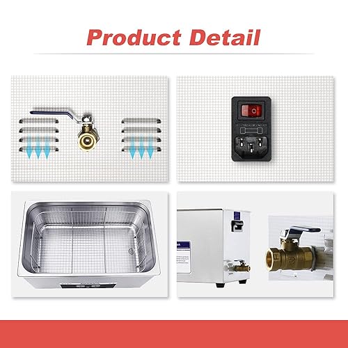 Miniatura 5 de Limpiador ultrasónico con temporizador digital y cesta.3.2L 120W máquina de limpieza ultrasónica digital con sistema de temperatura constante