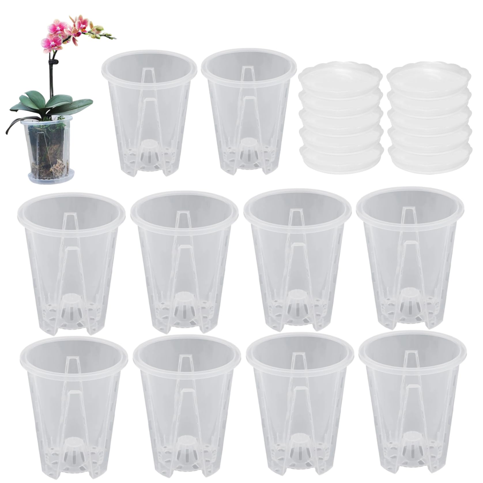 Pots d'orchidées transparents anti pourrissement des racines avec fentes