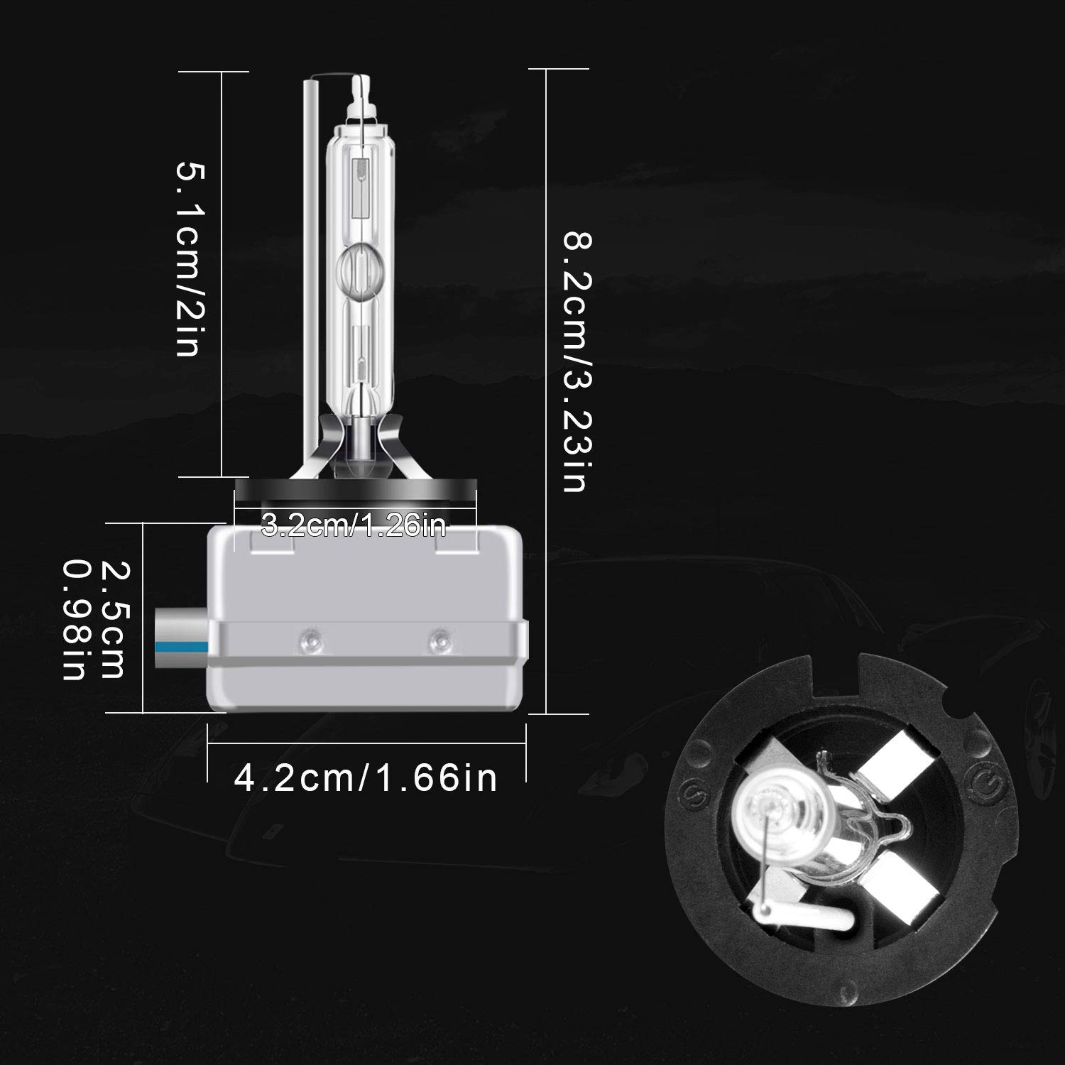 WinPower D8S Bombilla Xenon 35W Xenón para Coche 6000K Blanco Frío Luces Lampara Descarga 12V HID Kit de Conversión, 2 Lamparas